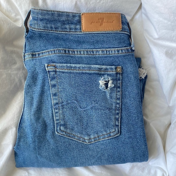 7 For All Mankind - Luxe Vintage Distressed Denim. Slim, Cigarette Fit. Size 26. - Picture 1 of 9